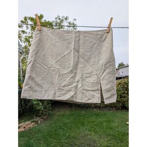 H&M Linen Blend Mini Skirt, US 8, Beige Neutral, Casual, Versatile, Basic, Women